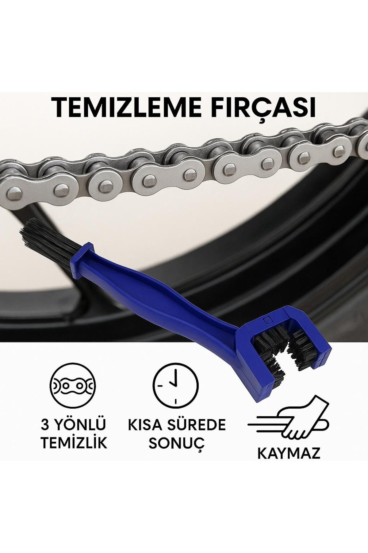 Motosiklet & Bisiklet Zincir Temizleme Fırçası – 3 Yönlü Çok Amaçlı Temizlik Fırçası