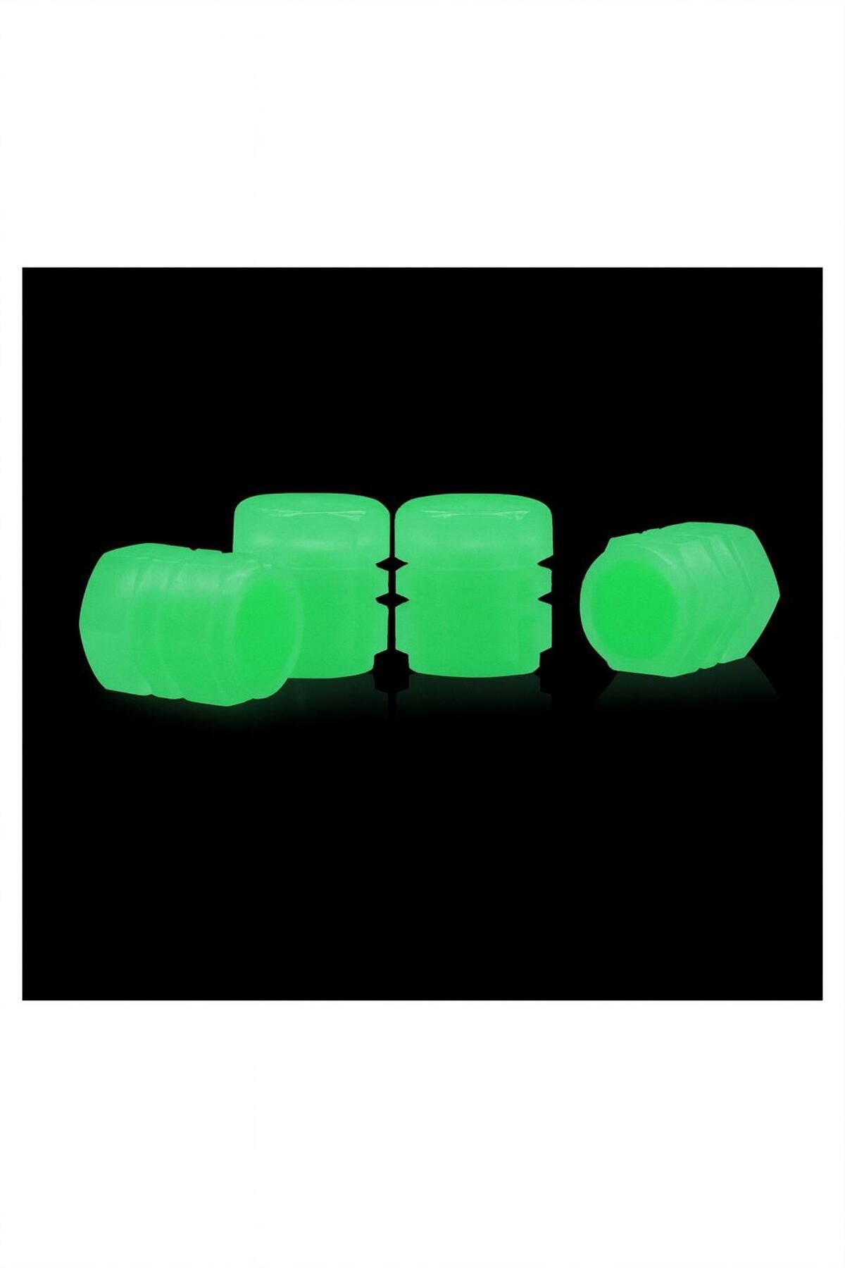 Karanlıkta Parlayan Neon Yeşil Sibop Kapağı 4’lü Set – Tüm Araçlara Uyumlu
