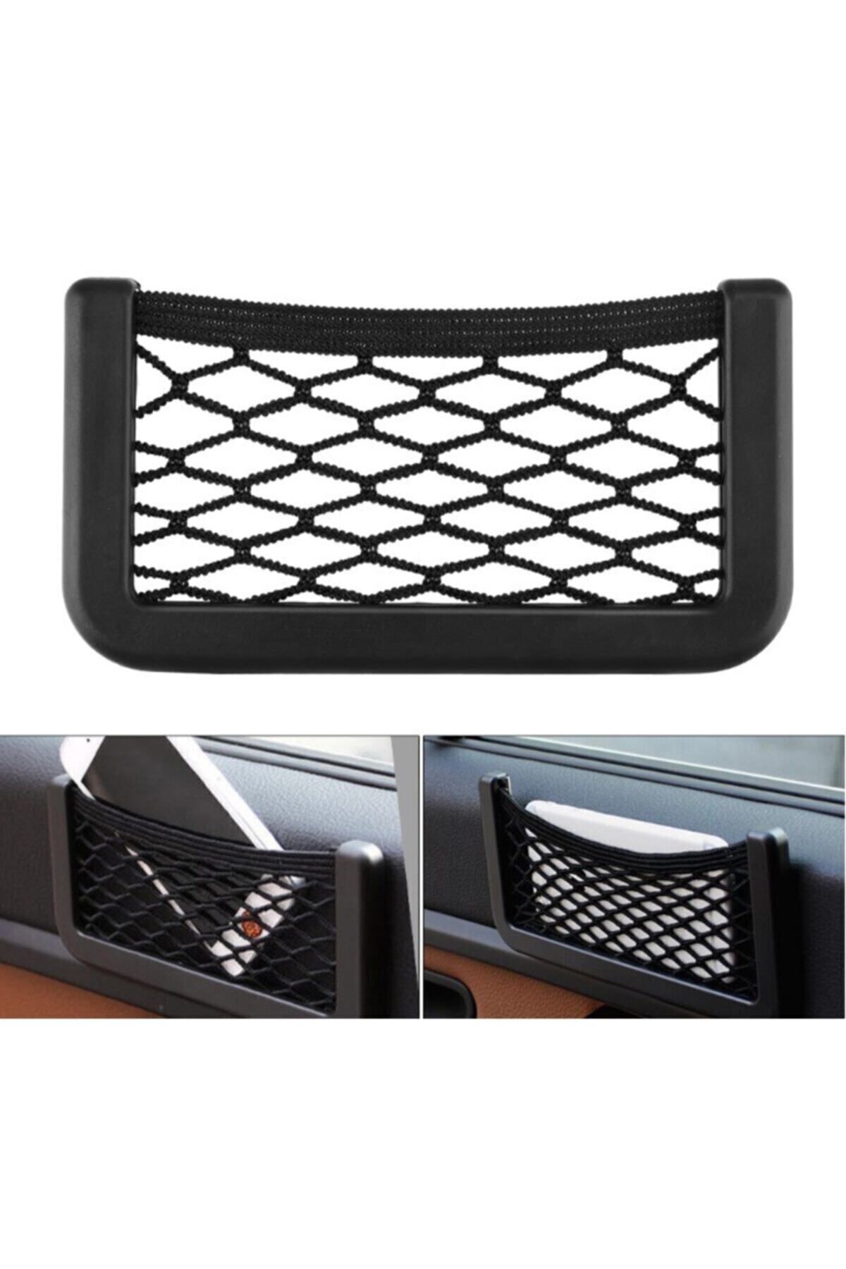 Torpidoya Yapışan Fileli Telefon Tutucu – Araç İçi Düzenleyici File Organizer 3M Bantlı