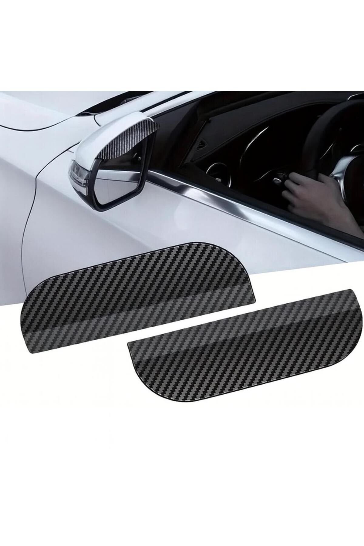 Araba Ayna Yağmur Koruyucu Karbon Fiber Görünümlü 2’li Set Su Geçirmez Koruma