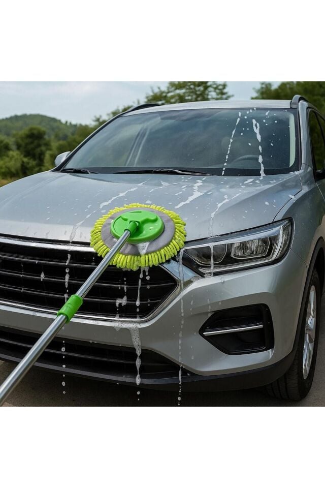 Araç Temizleme Mop Saplı Mikrofiber Yıkama ve Toz Alma Aparatı Islak/Kuru Kullanım