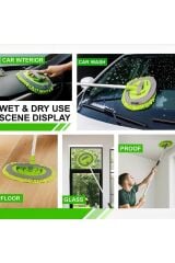 Araç Temizleme Mop Saplı Mikrofiber Yıkama ve Toz Alma Aparatı Islak/Kuru Kullanım