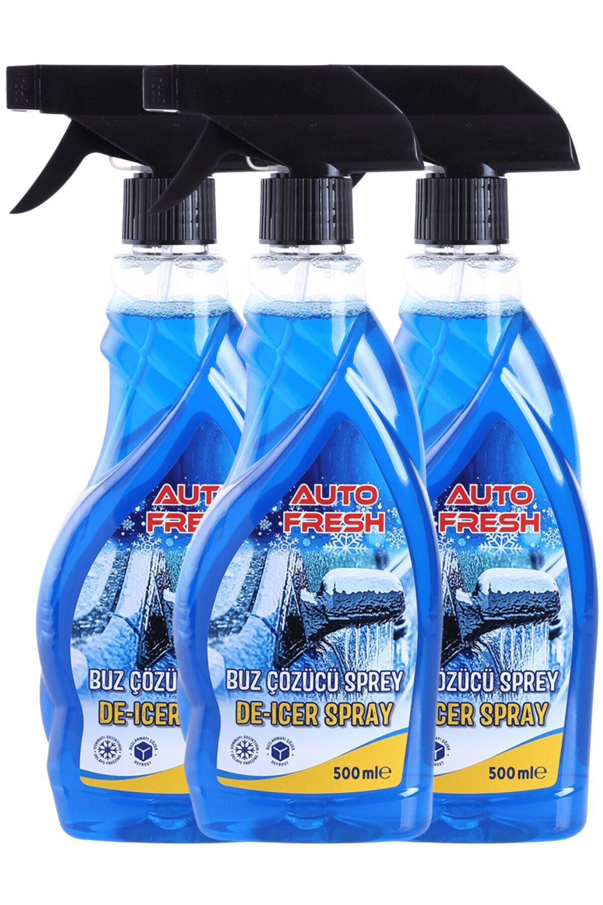 3'LÜ ARAÇ BUZ ÇÖZÜCÜ SPREY ARABA CAM KAPORTA BUZLANMA ÖNLEYİCİ 500 ML X 3 ADET