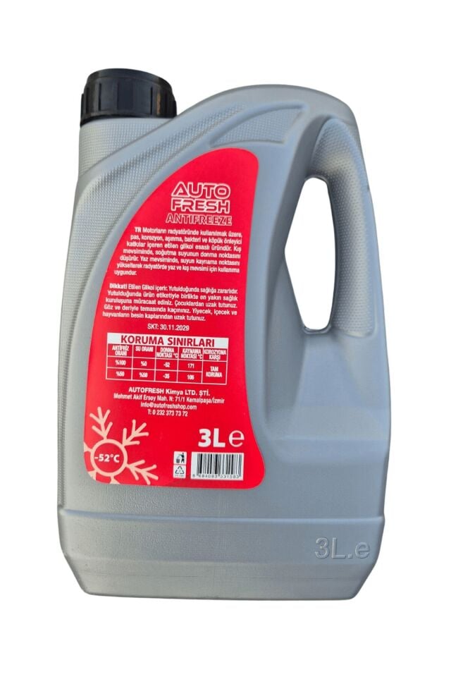 Organik Antifriz 3 Lt -52°c Derece Kışlık Antifiriz Korozyon Aşınma Önleyici Skt:2029