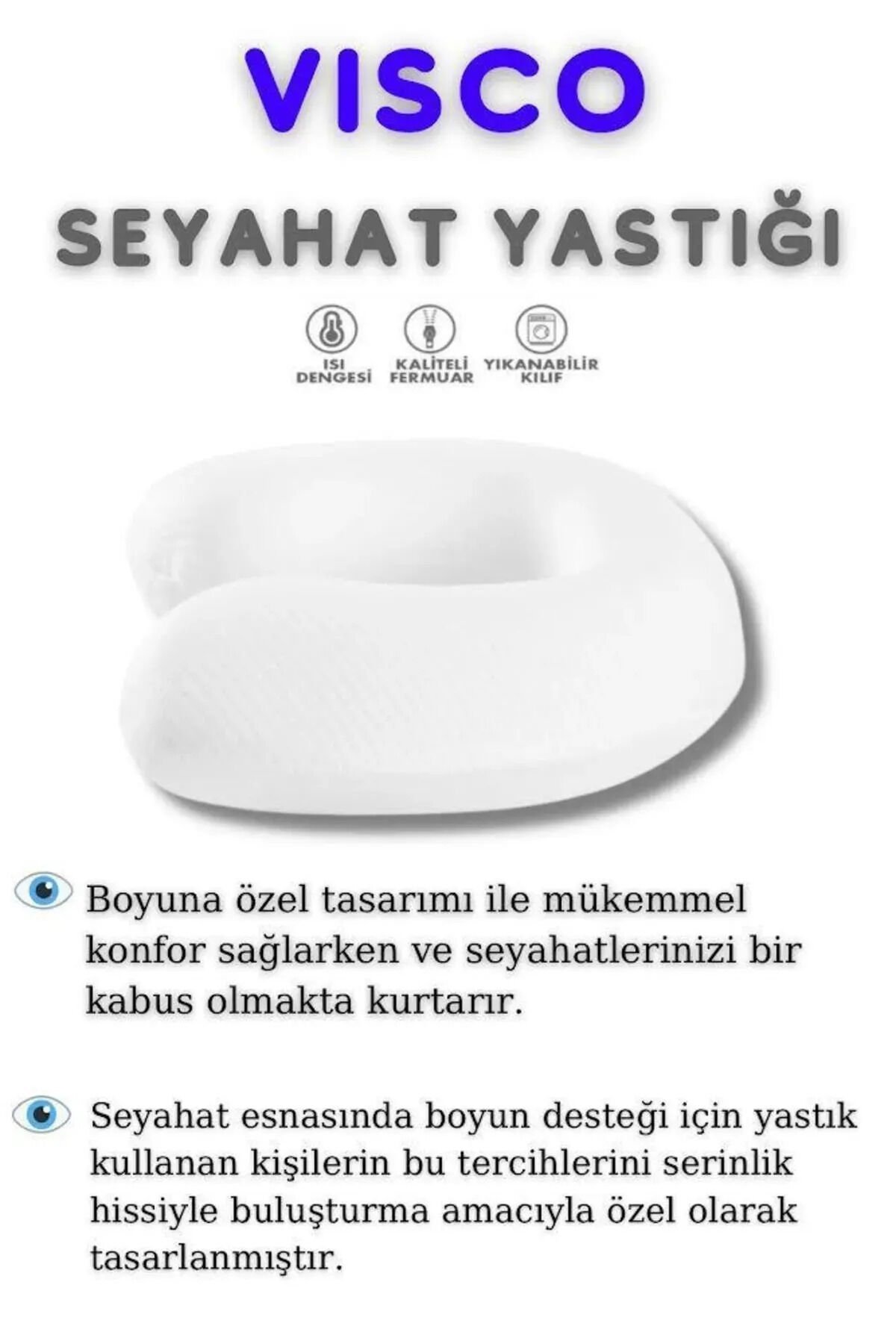 SEYAHAT YASTIĞI VİSCO ORTOPEDİK BOYUN YASTIĞI  YUMUŞAK ARAÇ  BOYUNLUĞU