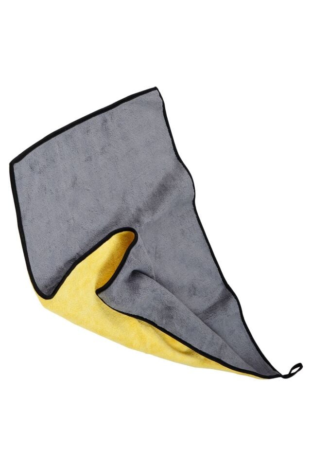 Çift Kat Mikrofiber Oto Kurulama Havlusu 30x60 Cm 800gsm (kenarı Biye ) Gri Sarı