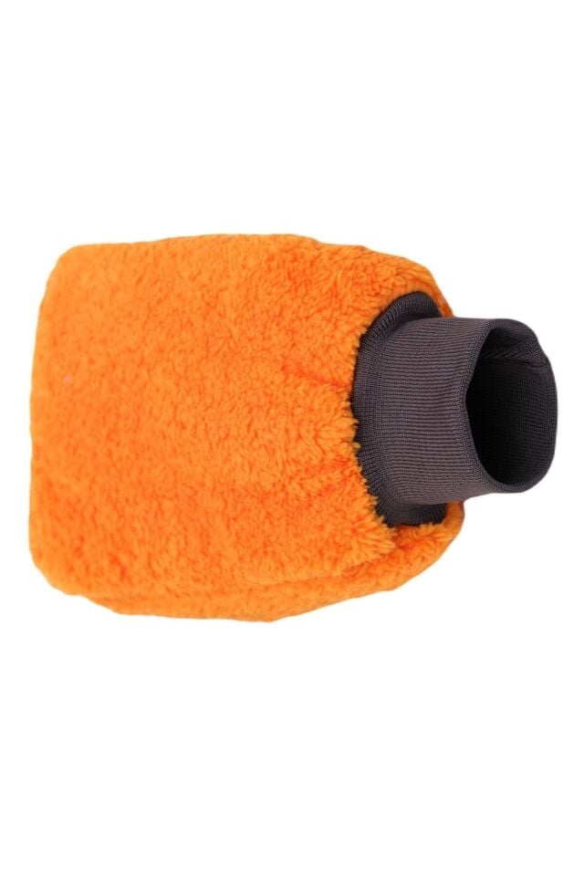 Welsoft Oto Yıkama Eldiveni Astarlı Araç Temizleme Mikrofiber Araba Cila Eldiveni Turuncu