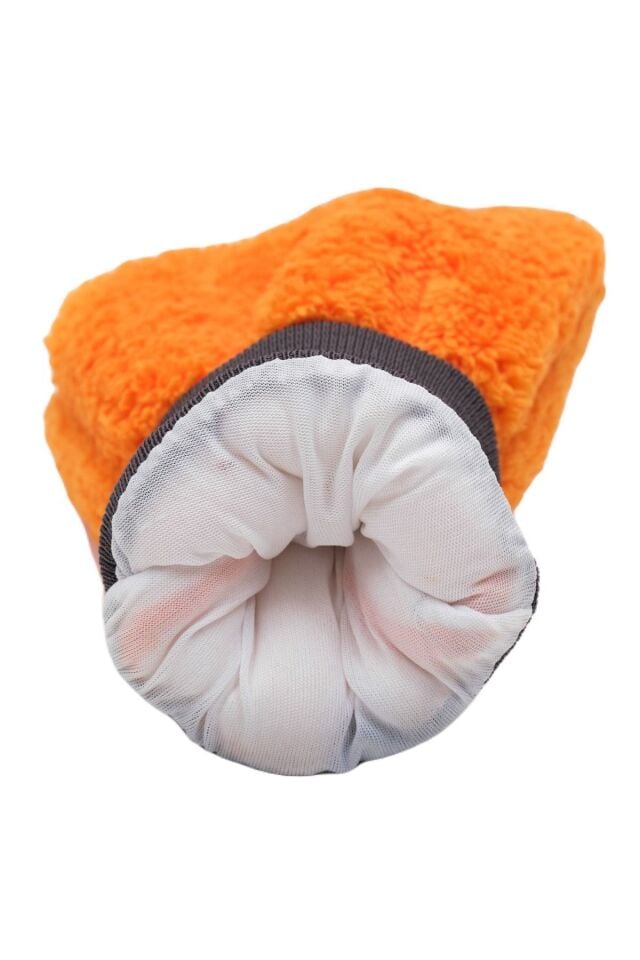Welsoft Oto Yıkama Eldiveni Astarlı Araç Temizleme Mikrofiber Araba Cila Eldiveni Turuncu