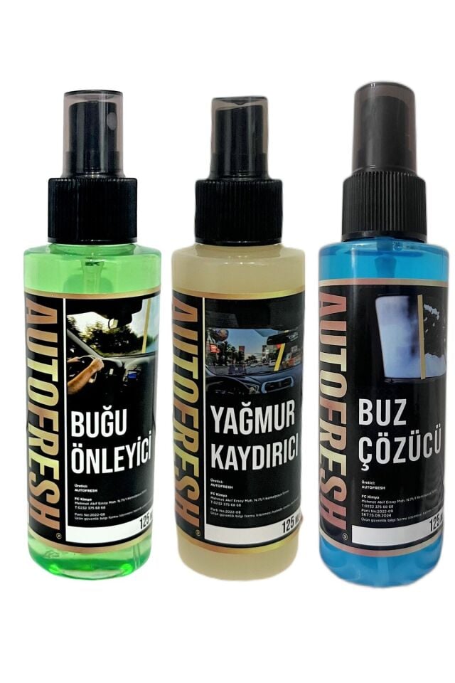 Kışlık 3'lü Oto Bakım Sprey Set Buğu Önleyici Buz Cözücü Yağmur Kaydırıcı 3x125ml