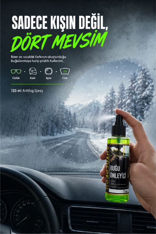 Araç Buğu Önleyici Sprey Araç Motorsiklet Ve Araba Cam Bugu Giderici 125 Ml