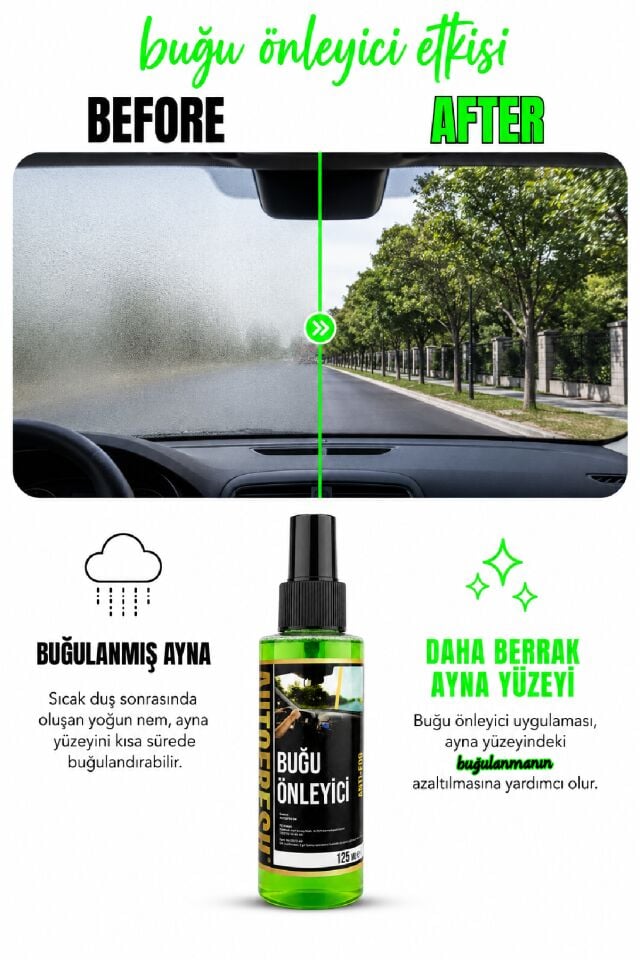 Araç Buğu Önleyici Sprey Araç Motorsiklet Ve Araba Cam Bugu Giderici 125 Ml