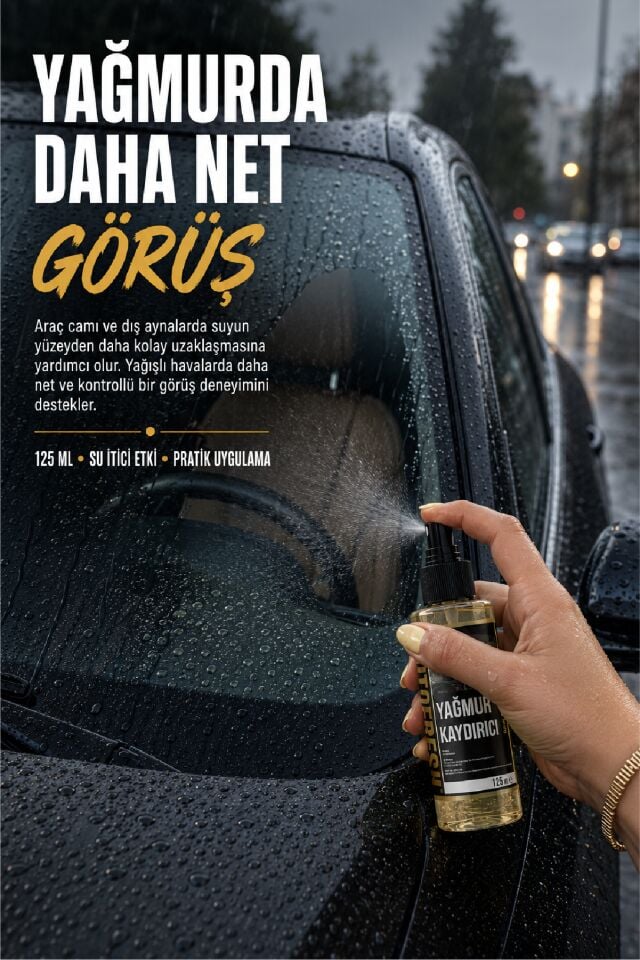 Araç Yağmur Kaydırıcı Sprey Araba Cam Ve Dış Yan Ayna Su Itici 125 Ml