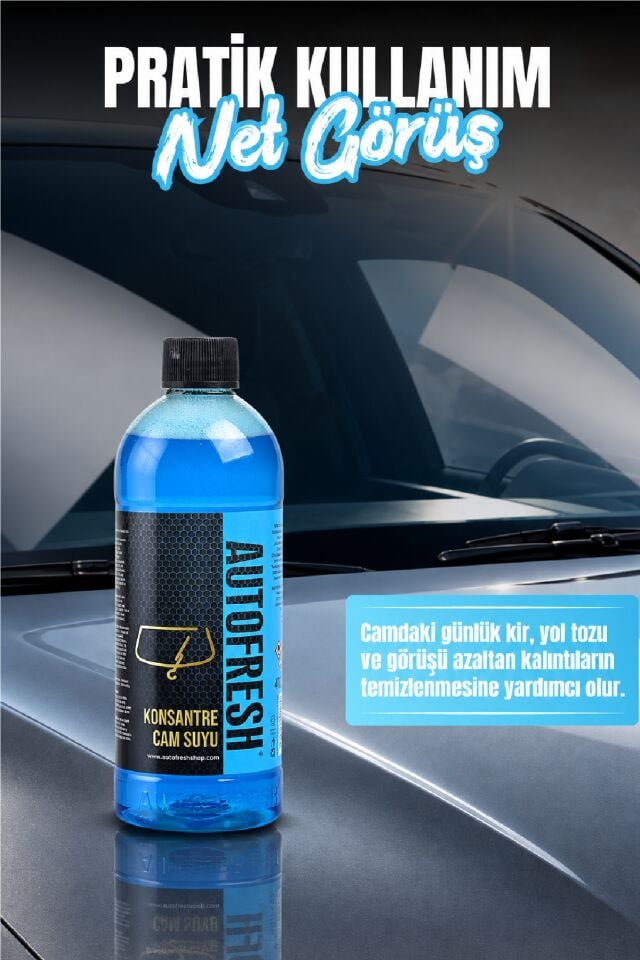 Araç Konsantre Oto Cam Suyu Araba Silecek Ve Cam Silme Suyu Sünger Hediyeli 410 ml