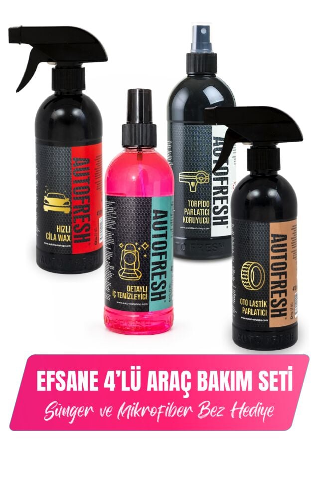Araç Efsane 4'lü Oto Bakim Temizlik Seti (sünger Ve Mikrofiber Bez )