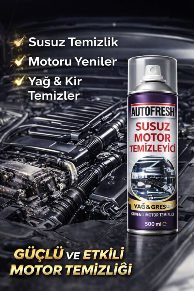 Susuz Motor Temizleyici Sprey 500 ml – Yağ & Gres Çözücü, Parlatıcı Etkili Motor Temizliği