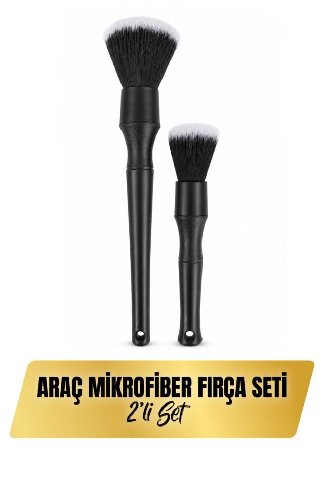 2’li Mikrofiber Araç İçi Detay Temizlik Fırçası Yumuşak Uçlu Torpido Klima Toz Alma Seti