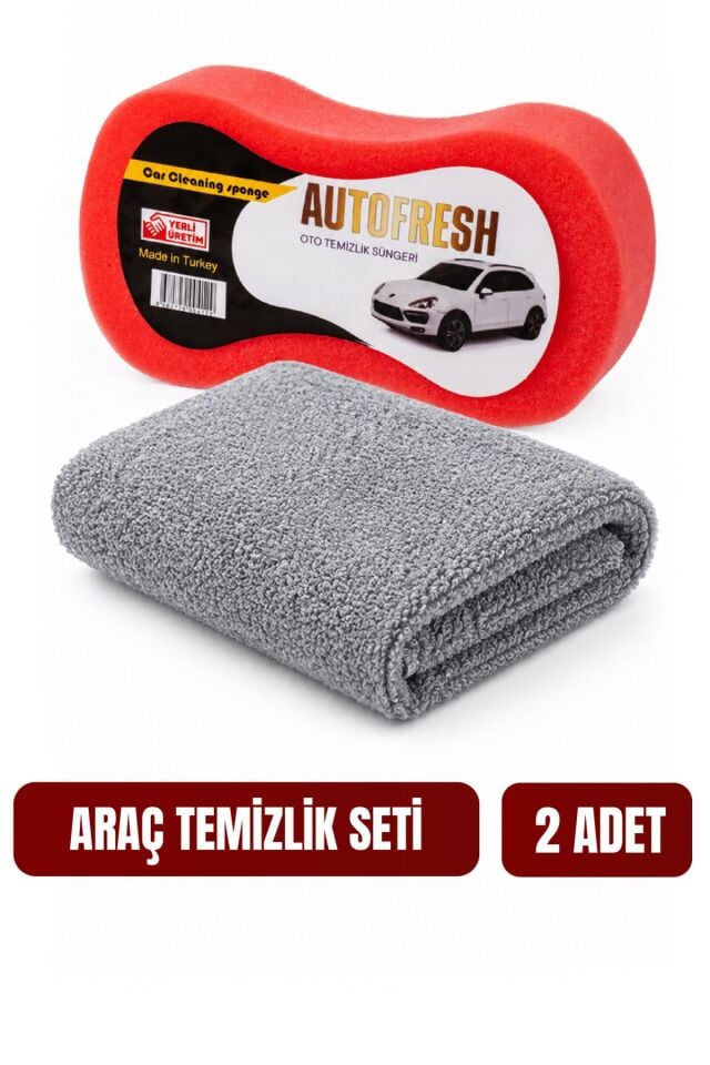 Araç Oto Temizlik Seti | Mikrofiber Bez ve Kıvrımlı Araç Süngeri
