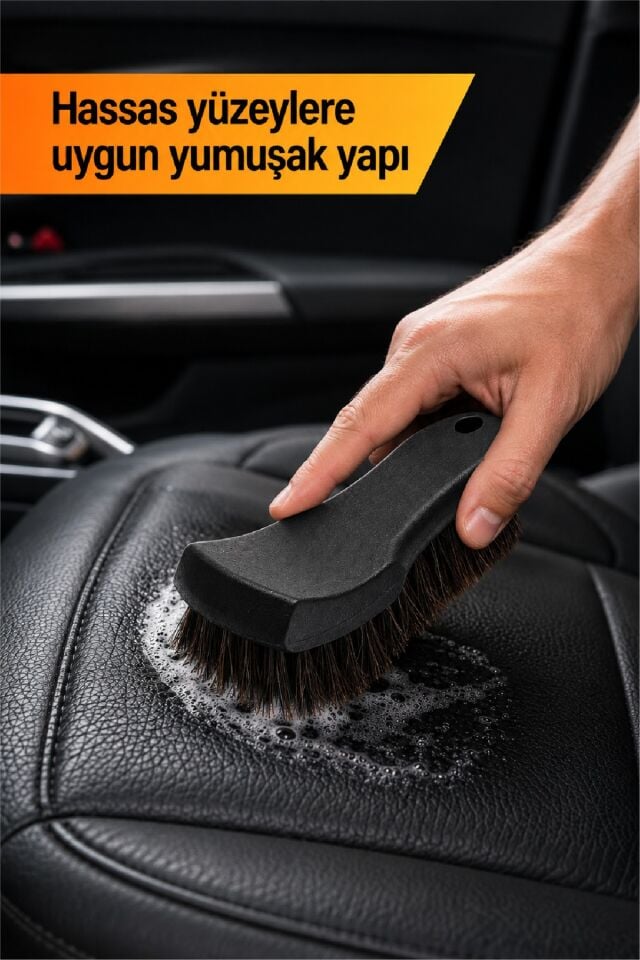 Uzun At Kılı Oto Koltuk Döşeme Halı Kumaş ve Deri Temizleme Fırçası